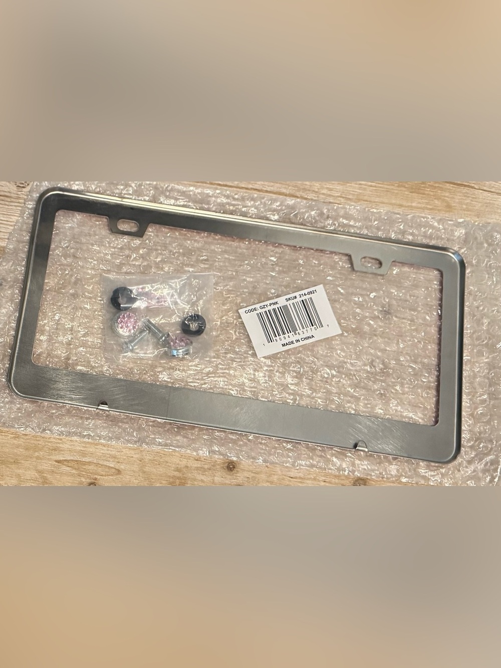 Pink Bling Car License Plate Frame - Picture 3 of 3